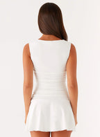 Women's Kelda Collection | Women's White Mini Dress with Ruched Sides | Effortless Summer Style for Every Occasion | Min 3