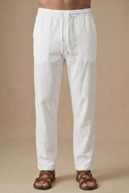 Linen Blend | Men's Matching Set | V-Neck & Drawstring Trousers | Summer Co-Ord