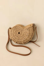 Women's Living on the Curve Golden Natural Woven Nautilus Crossbody | This Bag Measures 9" in Length 4