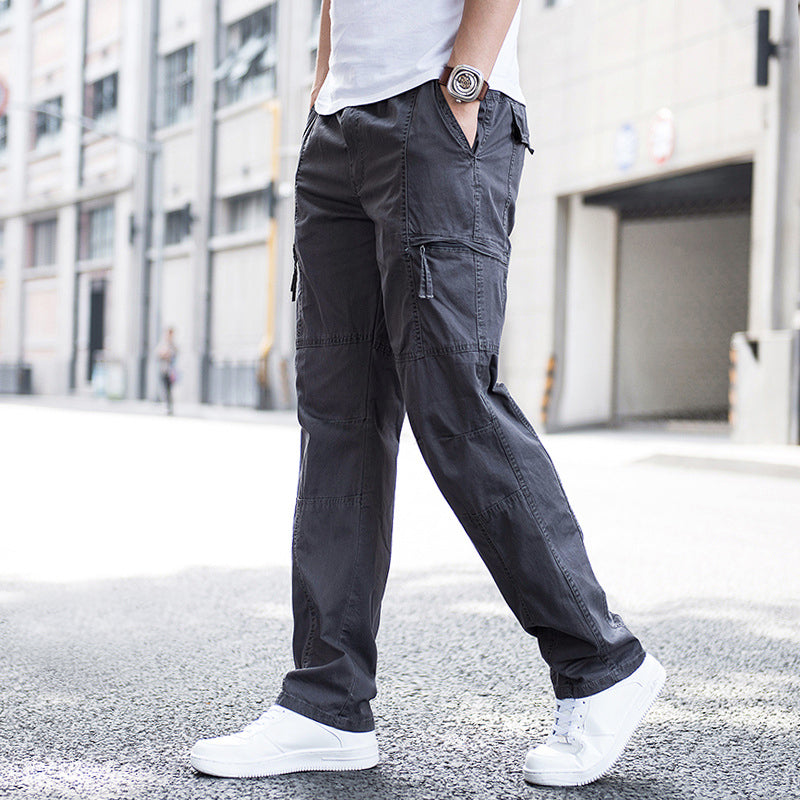 Men's lightweight cotton cargo pants front view