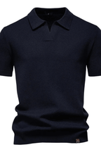 Men's Textured Knit Polo Shirt – Short Sleeve Casual
