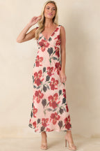 Women's MINKPINK Arabella Red Floral Mesh Midi Dress | 100% Polyester 3