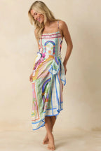 Women's MINKPINK Elysia White Multi Tropical Tile Print Sarong | Measures 58" L x 45" W 6
