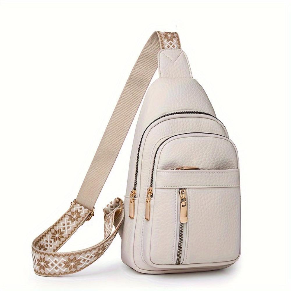 Black Vegan-Leather Crossbody Bag — Adjustable Strap