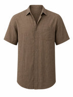 Men's Ice Silk Linen Shirt – Summer Casual Short Sleeve Sun...