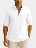 Men's Cotton Stand Collar Long Sleeve Shirt