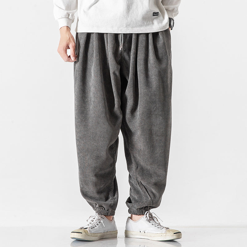 Women's Men’s Loose Corduroy Pants with Elastic Cuffs | Length: Full length 1