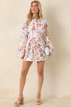 Women's Paradisa Biscayne Bay Multi Cotton Linen Mini Dress | 55% Linen & 45% Cotton 6