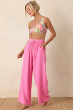 Women's Paradisa Dunedin Pink Cotton Wide Leg Drawstring Pants | 100% Cotton 2