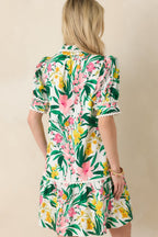 Women's Prosperina Rayne Green & Pink Multi Floral Cotton Mini Dress | 100% Cotton 6