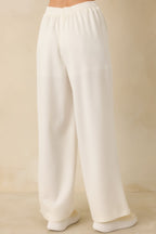 Women's Ready to Jet Cloud White Knit High-Waisted Wide-Leg Pants | 55% Rayon 4