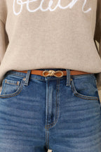 Women's Roped In Cognac Brown Faux Leather Belt | This Belt Measures: 43" 1