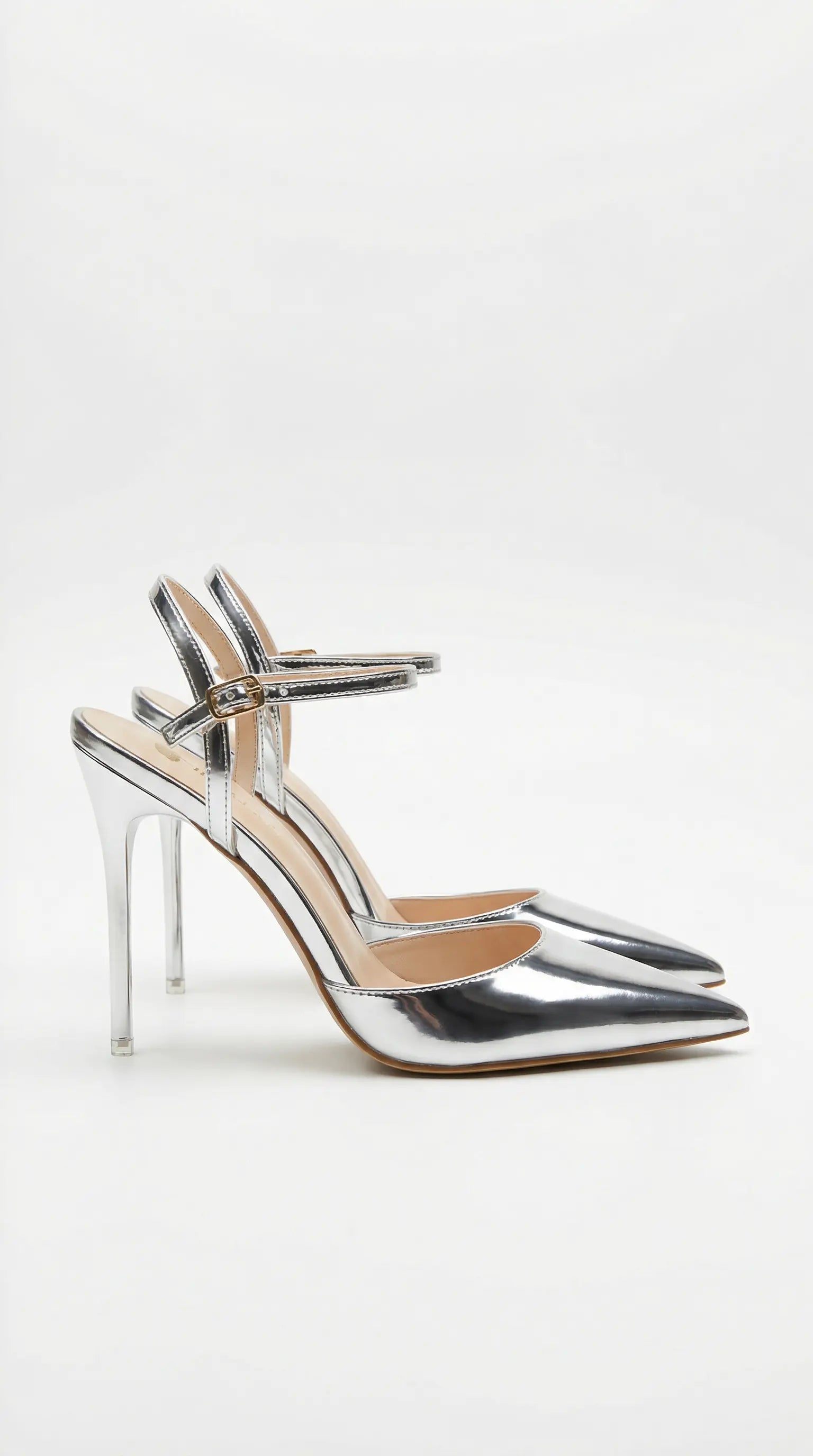 Women's gold heels with adjustable ankle strap