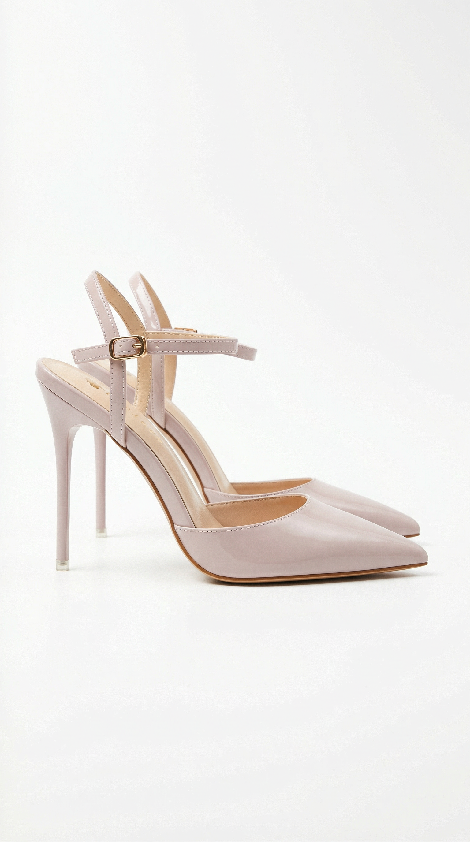 Gold Pointed-Toe Ankle-Strap Heels — Women's Pumps