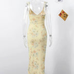 Floral Print Backless Sling Beach Dress — Sleeveless Summer Slip Dress