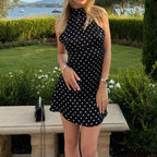 Slim fit polka dot halter dress