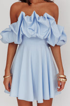 Off-Shoulder A-Line Mini Dress Blue
