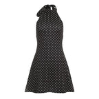Sleeveless backless polka dot vacation dress