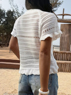 Seashell Cottage | Women's Tank Top with Crochet Knit Design | Coastal-Inspired Summer Wear
