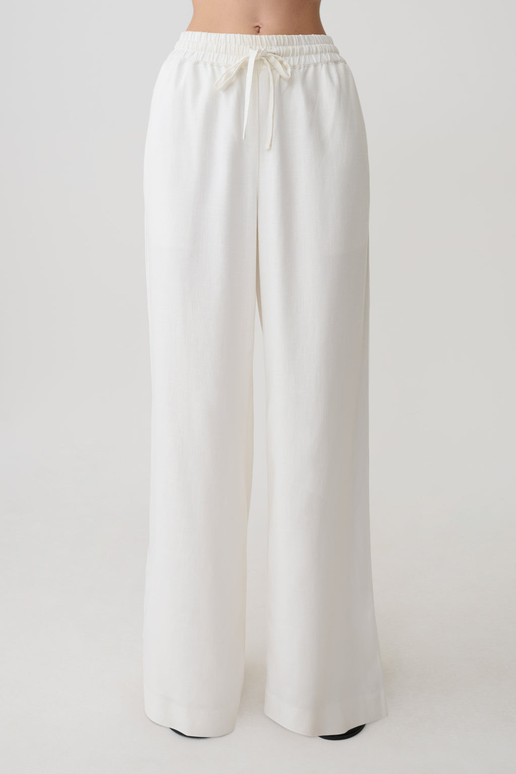 Women's White Linen Pants — Adjustable Waistband