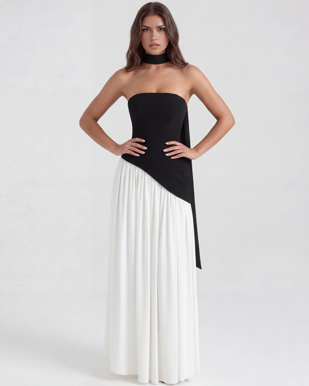 Black Maxi Dress with Asymmetrical Hem – Elegant Long Dress for...