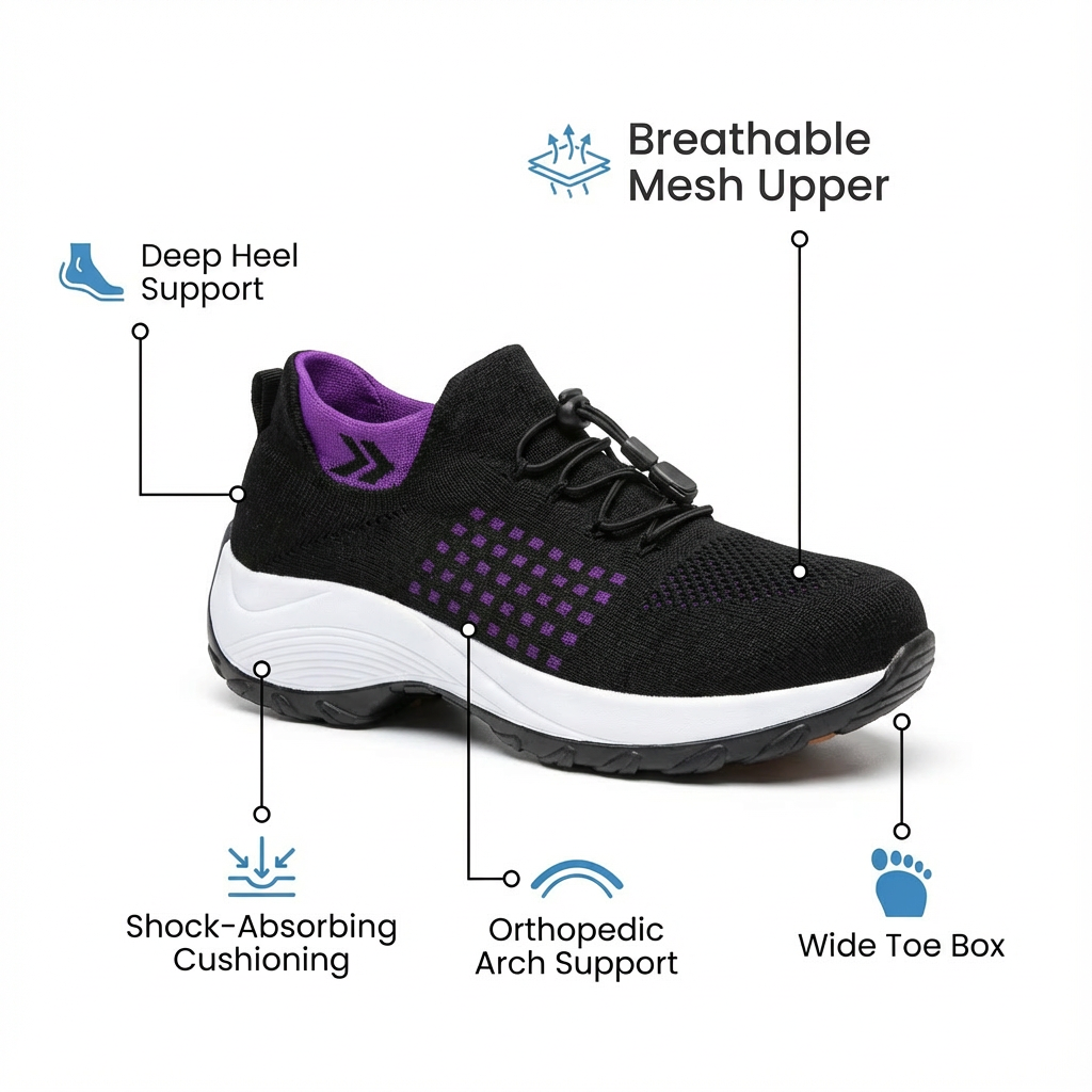 Non-Slip Work Shoes — Arch Support & Cushioned Insole