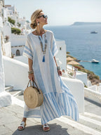 Striped Kaftan Maxi Dress — Lightweight Summer