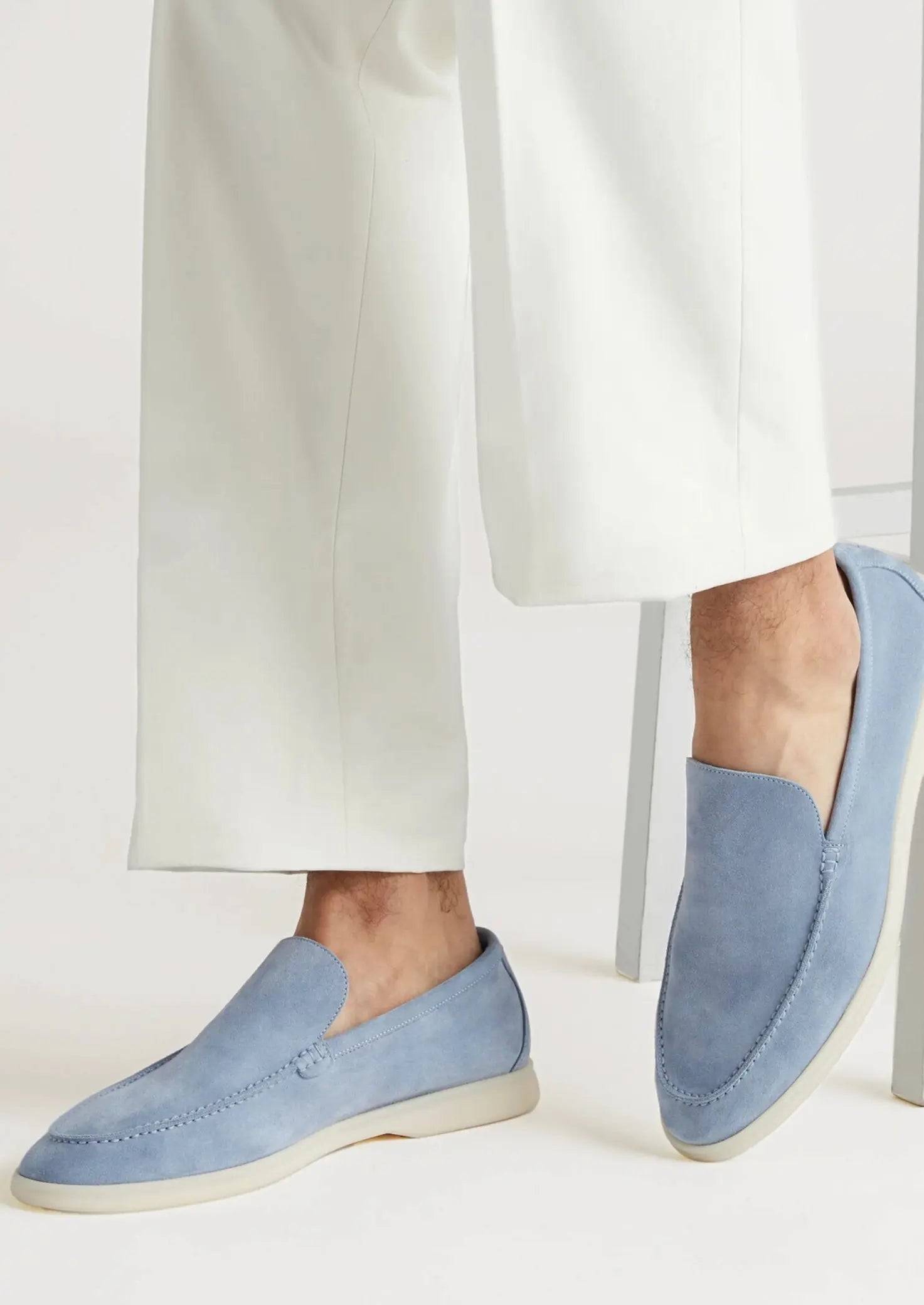 Women's Sky Blue Classic Suede Loafers 2
