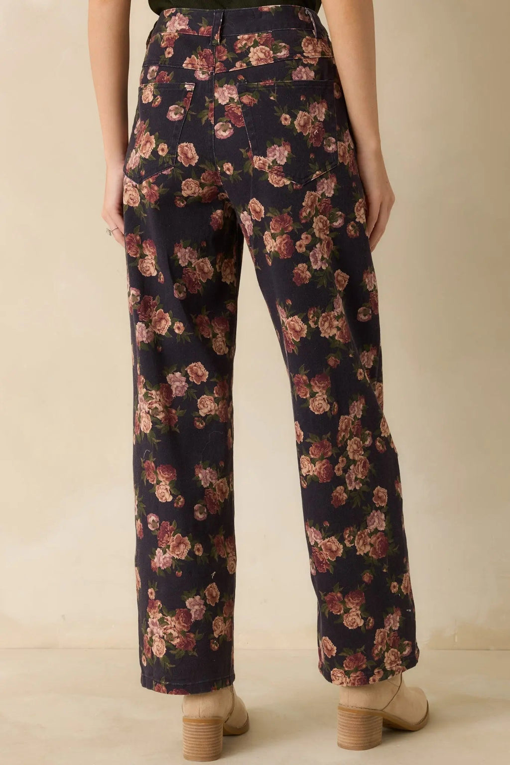 Women's Step By Step Navy Floral Straight Leg Jeans | 100% Cotton 6