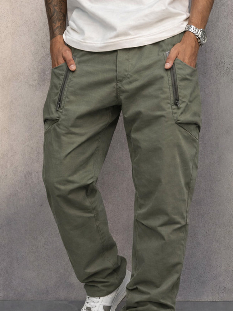 Cotton Cargo Pants — Elastic Waist, Multi-Pocket