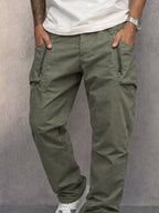 Cotton Cargo Pants — Elastic Waist, Multi-Pocket