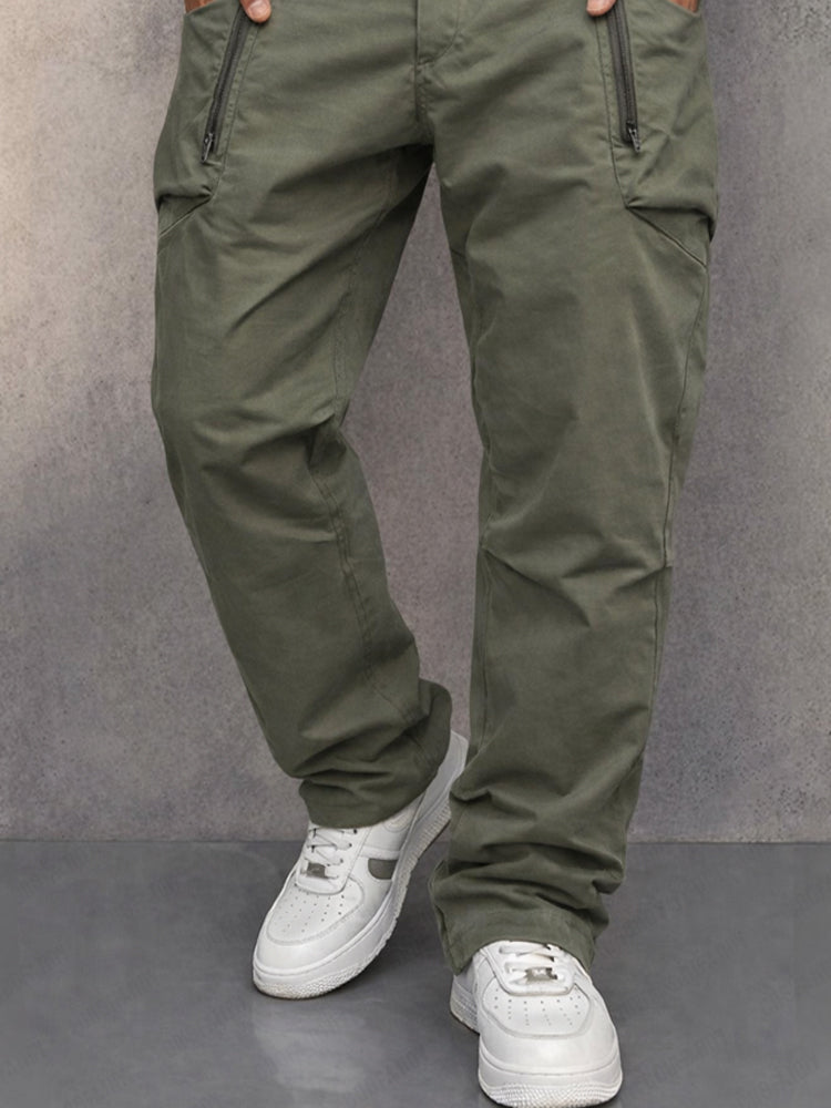 Cotton Cargo Pants — Elastic Waist, Multi-Pocket