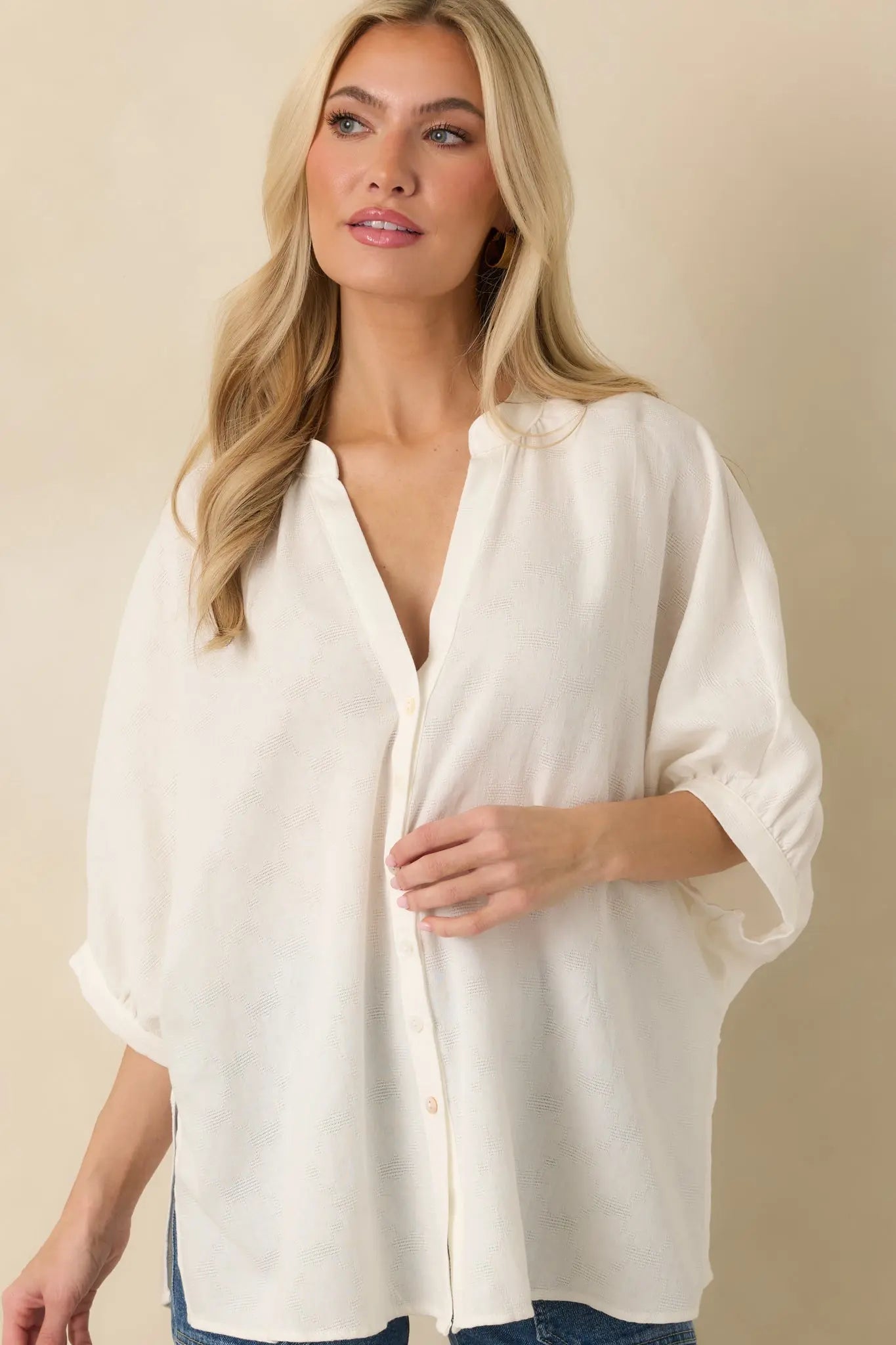 Women's Under Open Skies White Cotton Long Flowy Blouse | 100% Cotton 6
