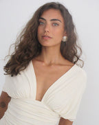 Vernia Collection | Women's Top with Plunge V-Neck & Batwing Sleeves | Stylish Blouse for Effortless Elegance
