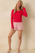 Women's Z Supply Pajama Day Red Stripe Shorts | 62% Polyester 2