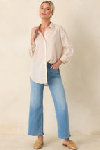 Women's Z Supply Parchment Beige Cotton Seaport Button Up Top | 100% Cotton 0