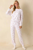 Women's Z Supply White Knit Cozy Candy Pajama Pants | 95% Polyester & 5% Spandex 2