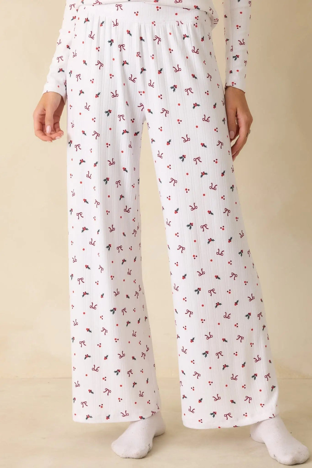 Women's Z Supply White Multi Luxe Holly Pointelle Pajama Pants | 95% Polyester & 5% Spandex 3