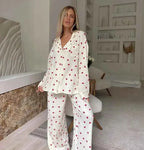 Heart-print pajama set detail view