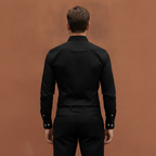 Men's Long-Sleeve Button-Up Shirt with Contrast Buttons
