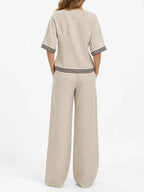 Women's linen two-piece set, back view