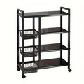 4-Tier Rolling Storage Rack — Metal Shelf with Wire Baskets & Wheels