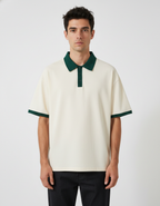 Men's breathable short-sleeve knit polo shirt detail