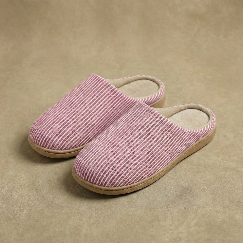 Red cotton house slippers