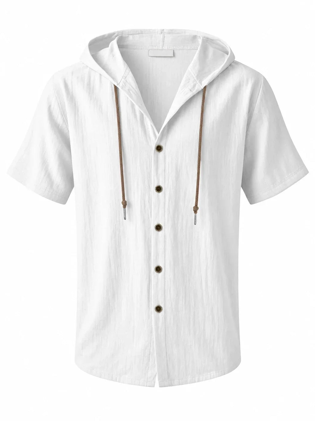 Men's Linen Hooded Short Sleeve Shirt – Loose Fit Lightweight...