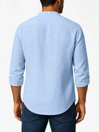 Men's Shirt – Long Sleeve Mandarin Collar Breathable Casual...
