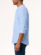 Men's Shirt – Long Sleeve Mandarin Collar Breathable Casual...