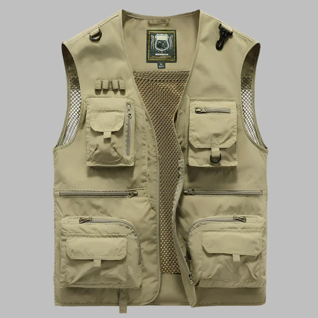 Multi-Pocket Utility Vest in Khaki