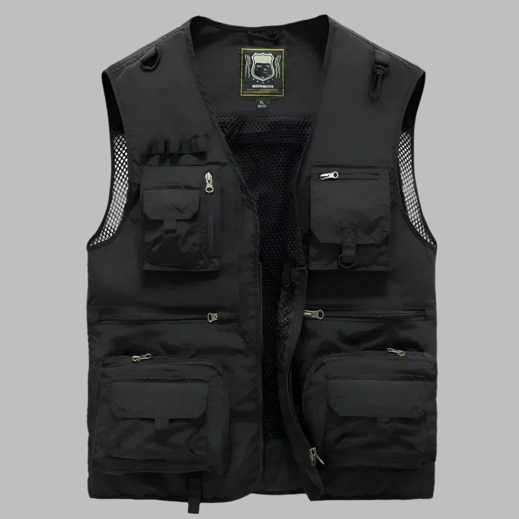 Multi-Pocket Utility Vest in Black