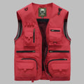Multi-Pocket Utility Vest in Red